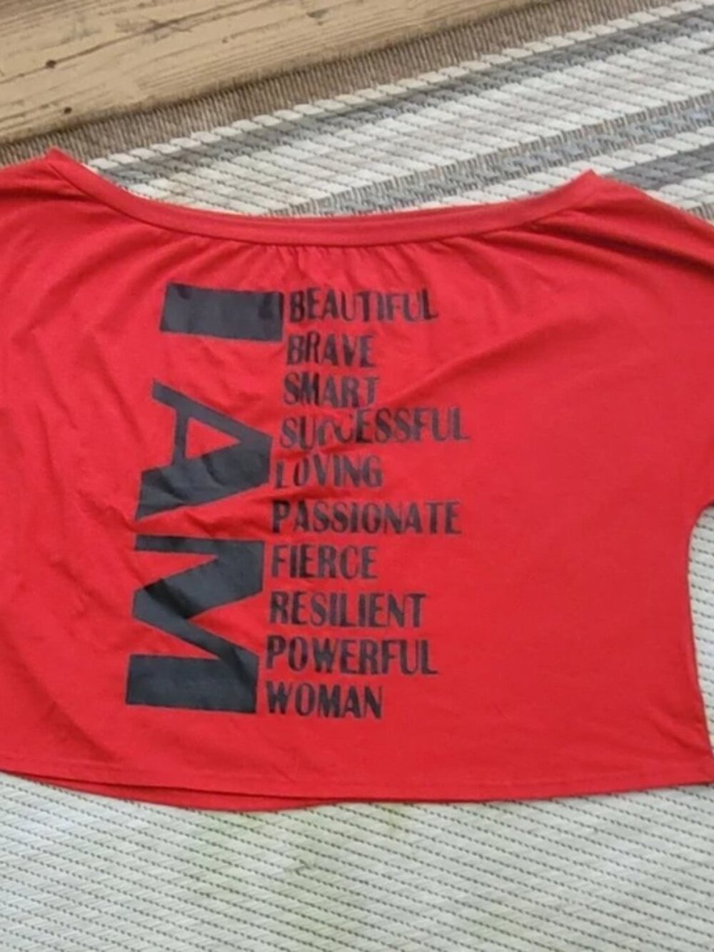 Workout Top By Shein 1X Top with Inspirational Print Short Sleeve Scoop Neck